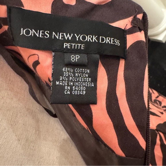Jones New York Halter Dress Pink & Brown Abstract Print | Size 8P - Picture 8 of 8